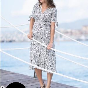 Seraphine Maternity Ava Midi Wrap Dress, Animal Print, NWT, Size 4